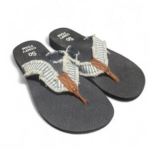 Blue and white striped canvas